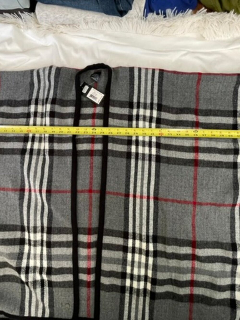 Fraas Women's Plaid Open Poncho Wrap, Gray - Picture 7 of 7